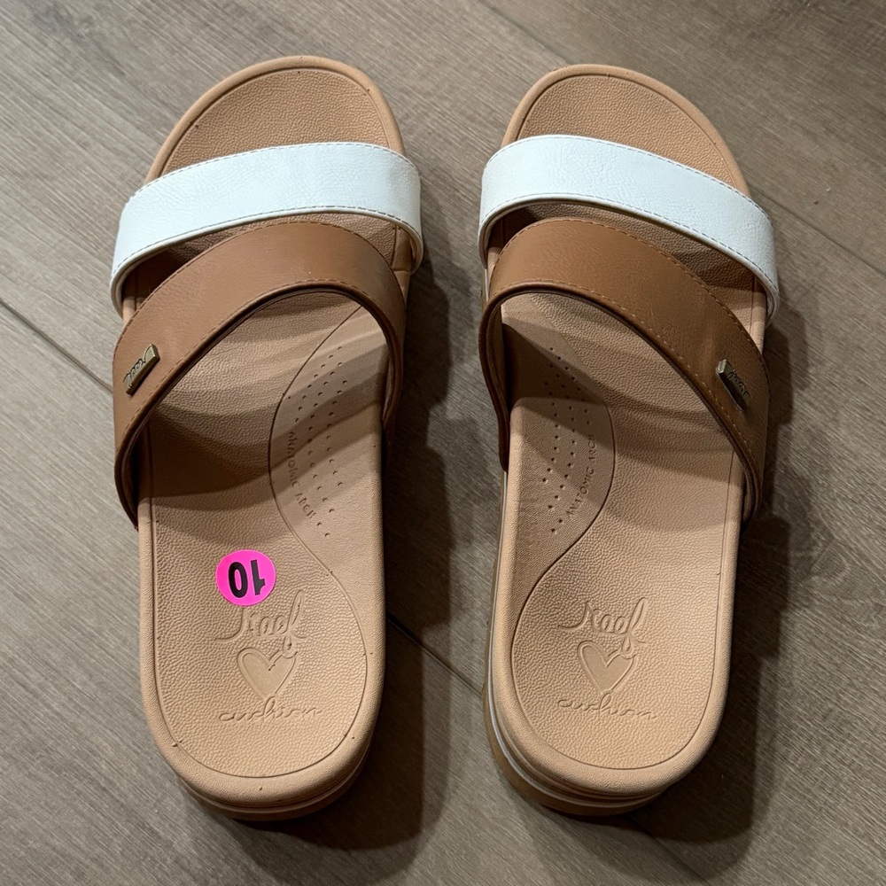 Reef Cushion Comfort Sandals Women 10 Anatomic Arch Platform Double Strap Slides - Picture 3 of 12